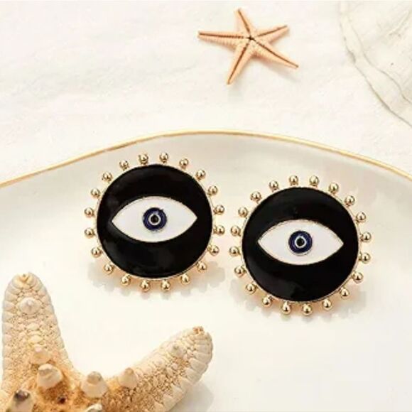 New ANTHRO Evil Eye Tallisman Amulet Stud Earrings - Picture 2 of 9